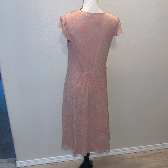 Sangria pink beige nylon midi summer dress - Picture 5 of 8
